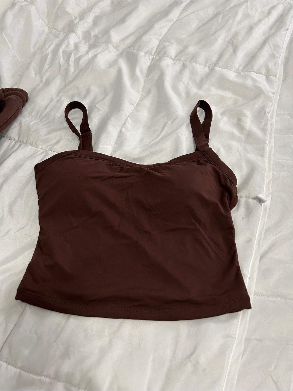 Women’s Brown Stretch Tank Top with Adjustable Straps
